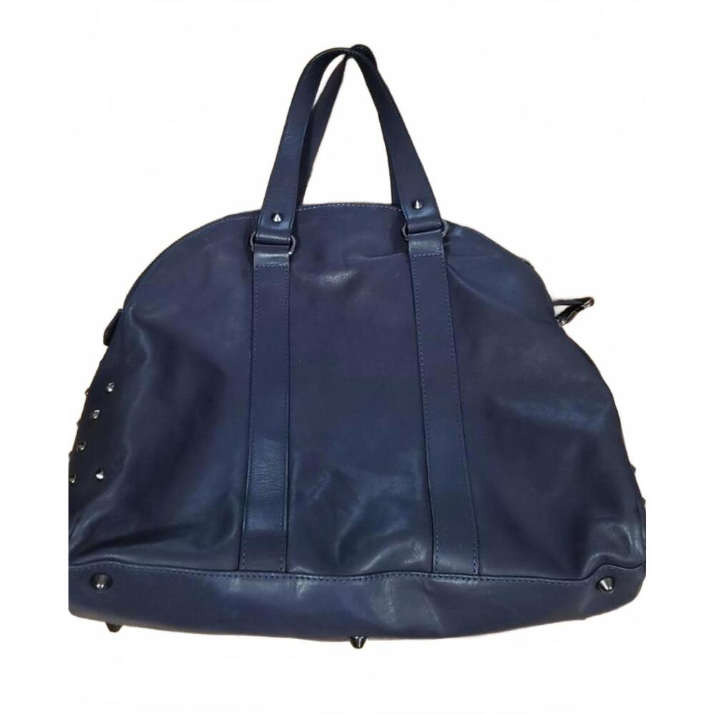 Chic Navy Blue Leather Shoulder Bag